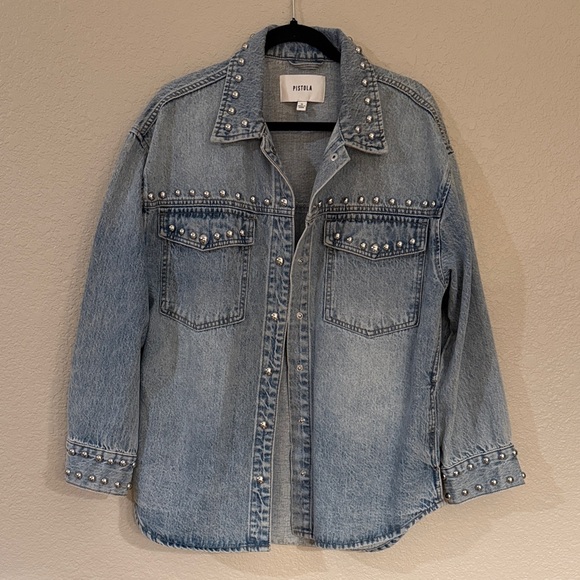 Pistola Blue Denim Mandy Jean Jacket with Studs EUC - Picture 2 of 7